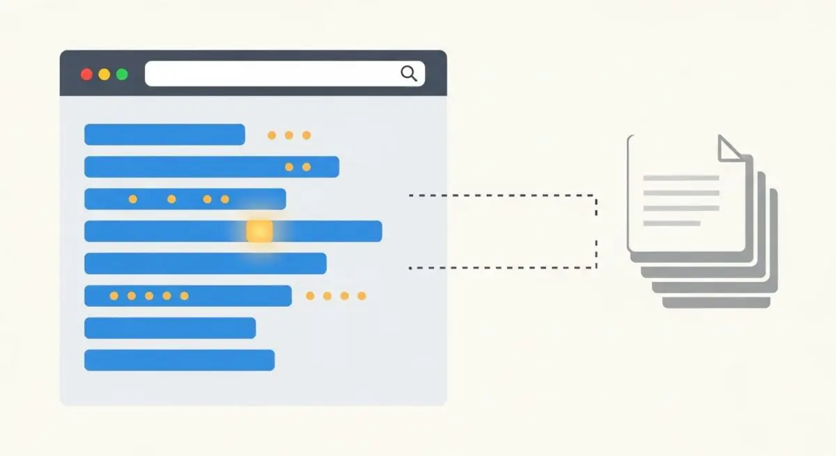 Diagram illustrating search result ranking and document relevance analysis for TF-IDF scoring.