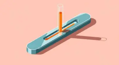 Abstract illustration showing a temperature strip with orange liquid indicating a reading.