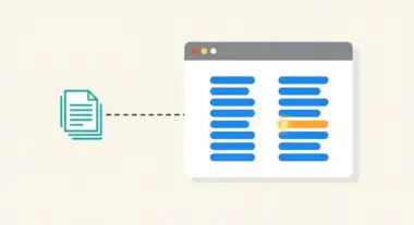 Conceptual graphic showing a document icon feeding into a screen with summarized content, representing text summarization.