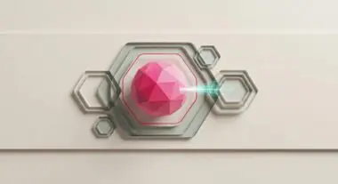 A faceted pink sphere emitting a beam of light, conceptually illustrating Top-P Sampling.