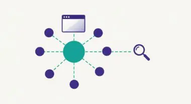 Diagram illustrating a central node connected to multiple related topics, representing a topic cluster strategy.
