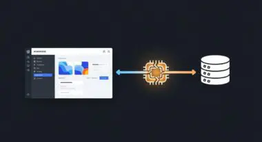 Diagram showing data flow from WordPress admin to database via a central processing unit, illustrating Transient API.