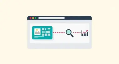Illustration of website elements including an image preview, search magnifying glass, and a graph showing growth, representing Twitter Cards.