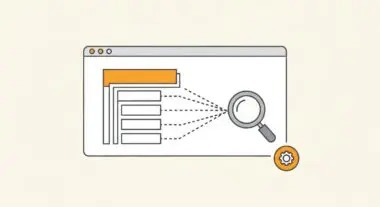 Magnifying glass examining a website's hierarchical URL Structure representation.