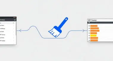 An illustration depicting a broom icon indicating the process of cleaning data, symbolizing WP-Sweep functionality.