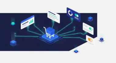 E-commerce cart illustration showing data flow for a Content Delivery Network (CDN).