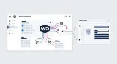 Diagram illustrating WooCommerce integration with various e-commerce functions and optimization metrics.