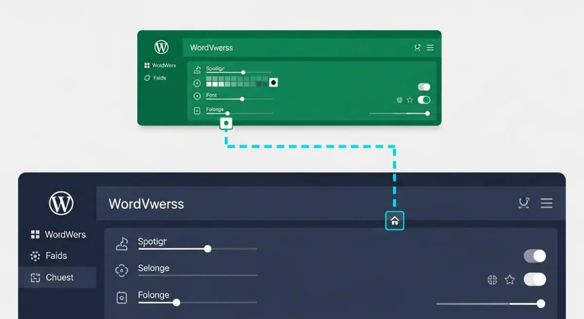 Diagram showing a WordPress child theme connected to a parent theme's settings.