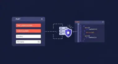 Diagram illustrating secure data handling with a shield icon, symbolizing XSS Protection.