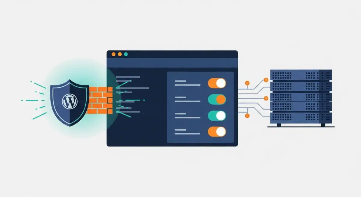 WordPress shield protecting against digital threats with iThemes Security configuration options.