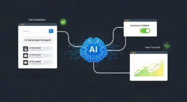 Diagram showing AI Copilot interface for task completion with automation enabled and real-time data.