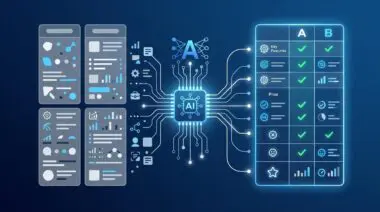 AI chip central to a comparison table and bullet points, showing how to optimize tables and bullet points for AI-generated comparison lists.