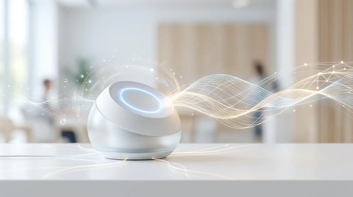 AI device generating performance review summaries from real-time feedback data.