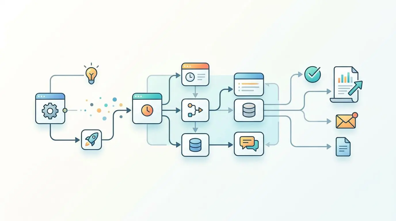 AI generating ad assets from live data flows, conceptualizing real-time campaign optimization.