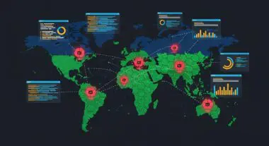 Global map showing AI development hubs and data streams, illustrating AI nationalism concepts.