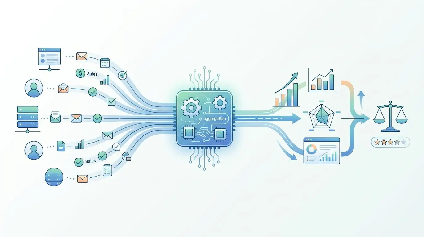 AI-driven performance review summaries from feedback aggregation and data analysis.