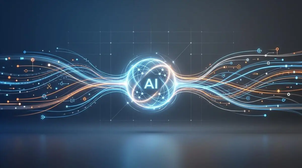Conceptual visualization of AI processing real-time data streams, key to how Grok pulls information.