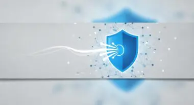 Blue shield protecting against data streams, symbolizing API security and management platforms.