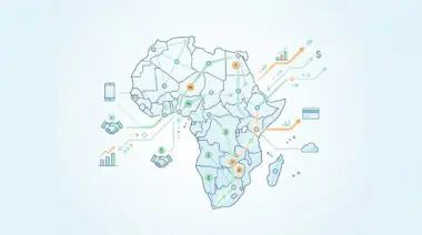 Map of Africa with digital connections, illustrating key players and trends in African FinTech.