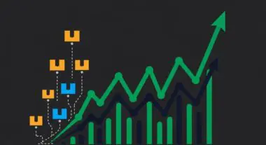 Abstract representation of business growth and Annual Recurring Revenue (ARR) with rising graph lines and stylized boxes.