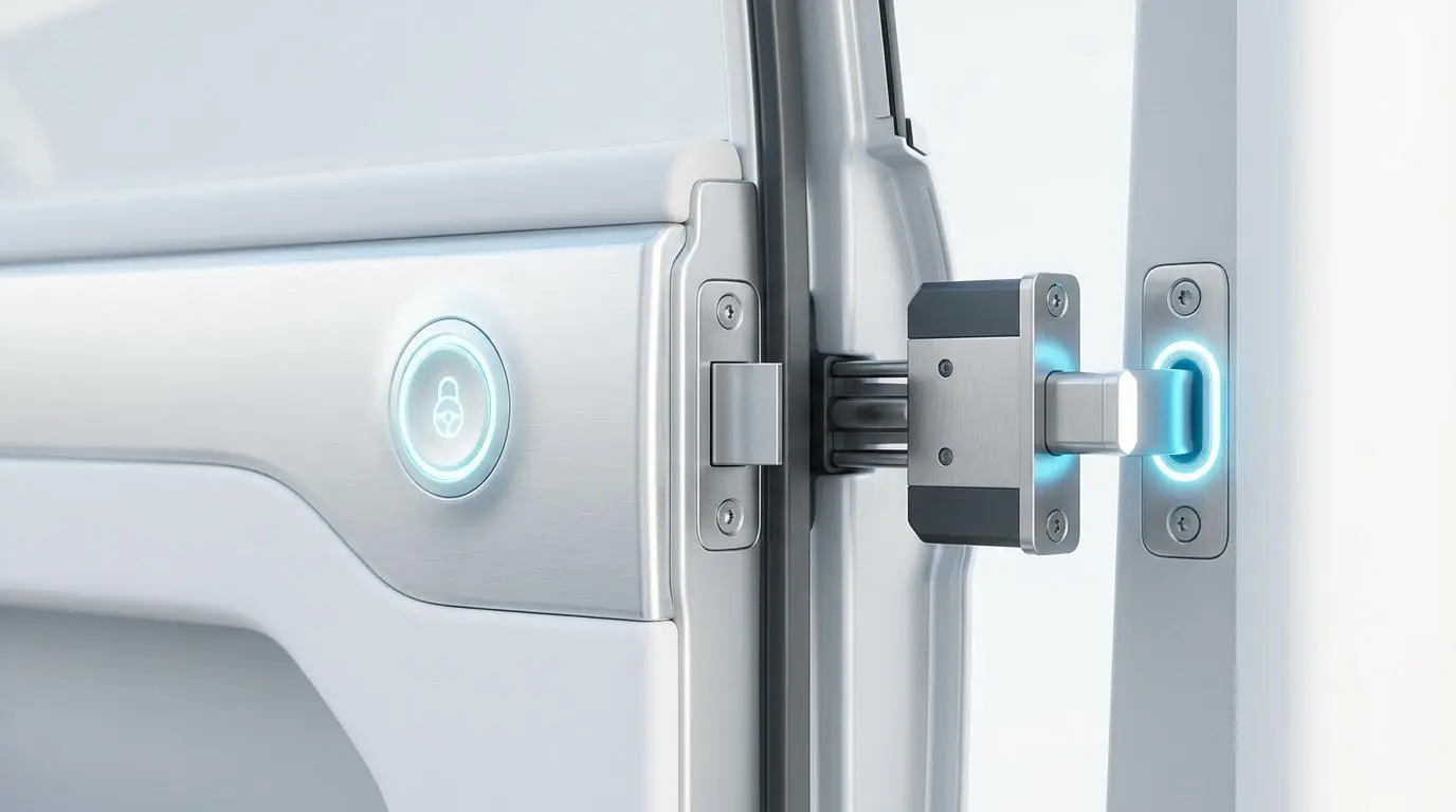 Automated instant locking of cargo doors triggered by real-time geofence departures