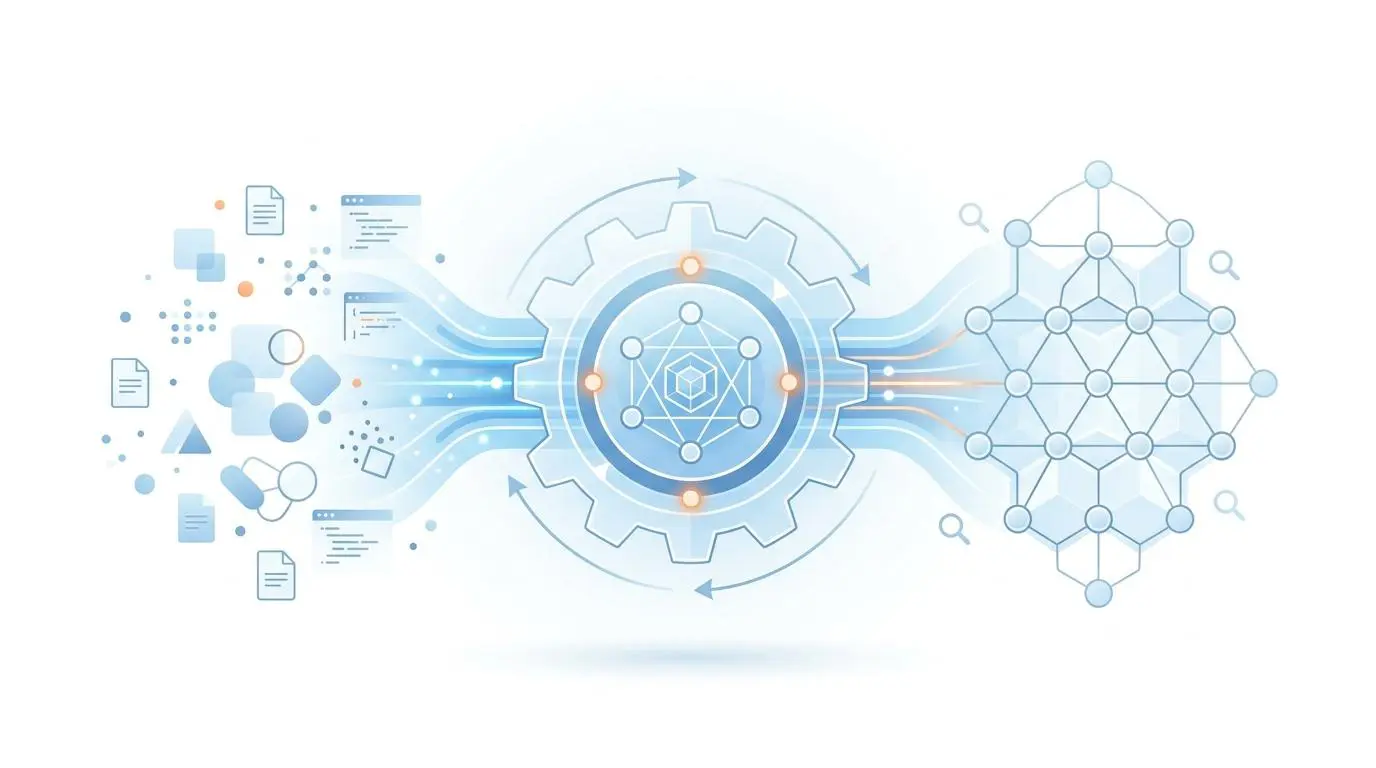 Automated generation of hyper-local landing pages triggered by real-time search query spikes in specific cities visualized with data flow and network nodes.