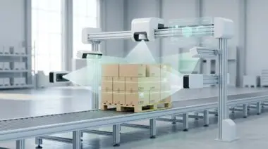 Automated pallet scanning uses computer vision for instant inbound inspection of quantity and damage.