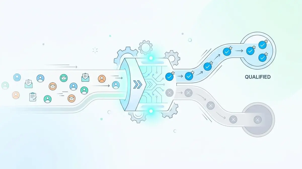 AI processing inbound leads, qualifying and scoring them in real-time for automated lead qualification.