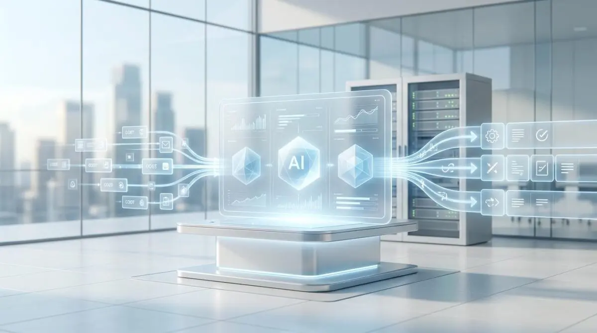 Autonomous AI agents process tier-2 support tickets via RAG from a knowledge base.