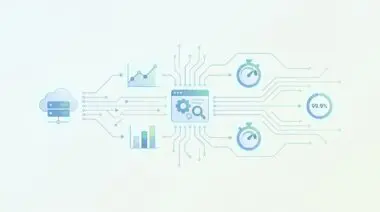 Cloud APM tools data flow illustration with charts and stopwatch icons, highlighting 99.9% performance.