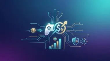 Gaming controller and currency symbols illustrate the best FinTech tools for a gaming company.