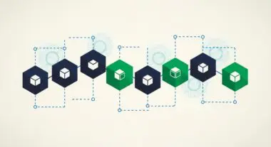 Abstract illustration of linked hexagons representing a distributed ledger, symbolizing Blockchain technology.
