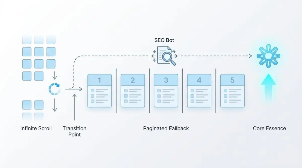 SEO bot analyzing paginated fallback for category pages after infinite scroll implementation.