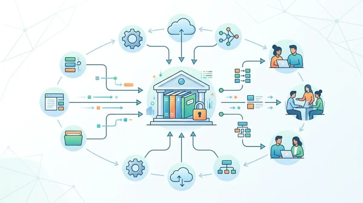 Diagram illustrating how to build a centralized prompt library for corporate teams.