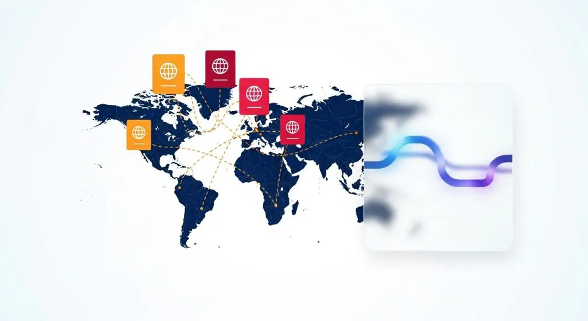Conceptual graphic representing global connectivity and opportunities for Citizenship by Investment.