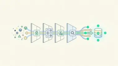 Data privacy compliance flowchart with lock, consent icons, leading to secure database.