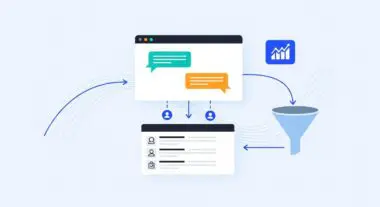 Diagram illustrating Conversational Commerce, showing chat bubbles leading to user data and a conversion funnel.