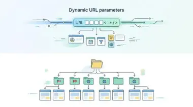 Diagram showing dynamic URL parameters affecting site structure, contrasting with static subdirectories.