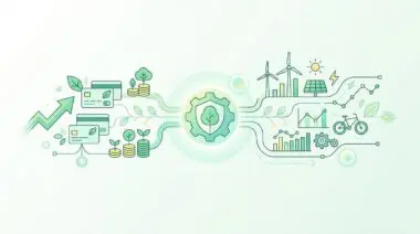 Green finance icons representing eco-conscious consumer FinTech tools.