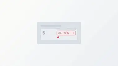 Location icon with error symbol on URL field, indicating event schema rejected.