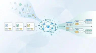 AI brain processing data for accurate extraction via few-shot prompting.