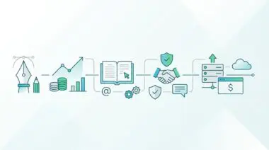 Illustrating the ultimate Fin-tech stack for a writer with icons for creation, finance, security, and cloud.