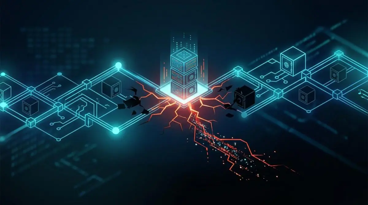Central server under threat, representing cybersecurity challenges in FinTech.