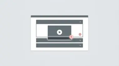 Video within accordion showing GSC reporting 'Video outside the viewport' error with exclamation icons.