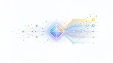 Abstract geometric shapes and connections symbolizing data flow for Gemini SEO ranking in Google's AI ecosystem.
