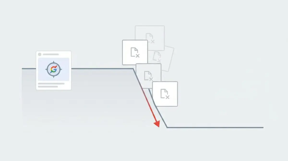 Google Discover traffic drop with missing image error icon.