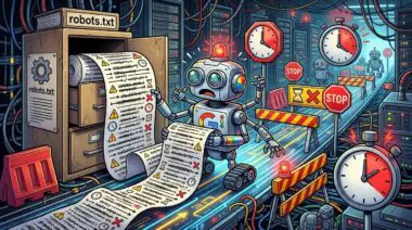 Robot with Google logo struggling with a long robots.txt list, ignore crawl-delay, server overload.