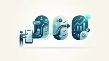 Person using a smartphone to improve investing with FinTech analytics and growth charts.