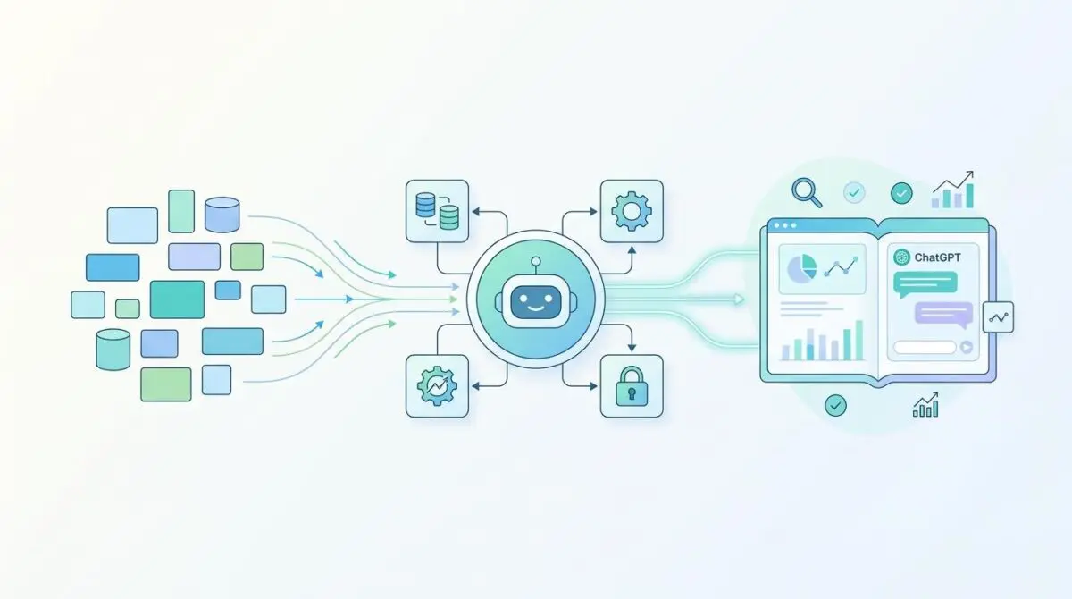 Diagram illustrating data flow for building a custom ChatGPT with business data.