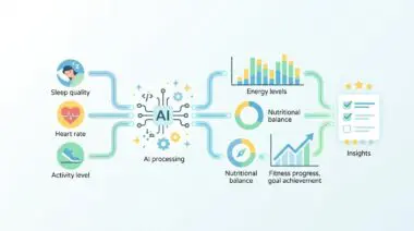 Visualizing how AI processes health data like sleep, heart rate, activity, and nutrition for fitness goal insights.